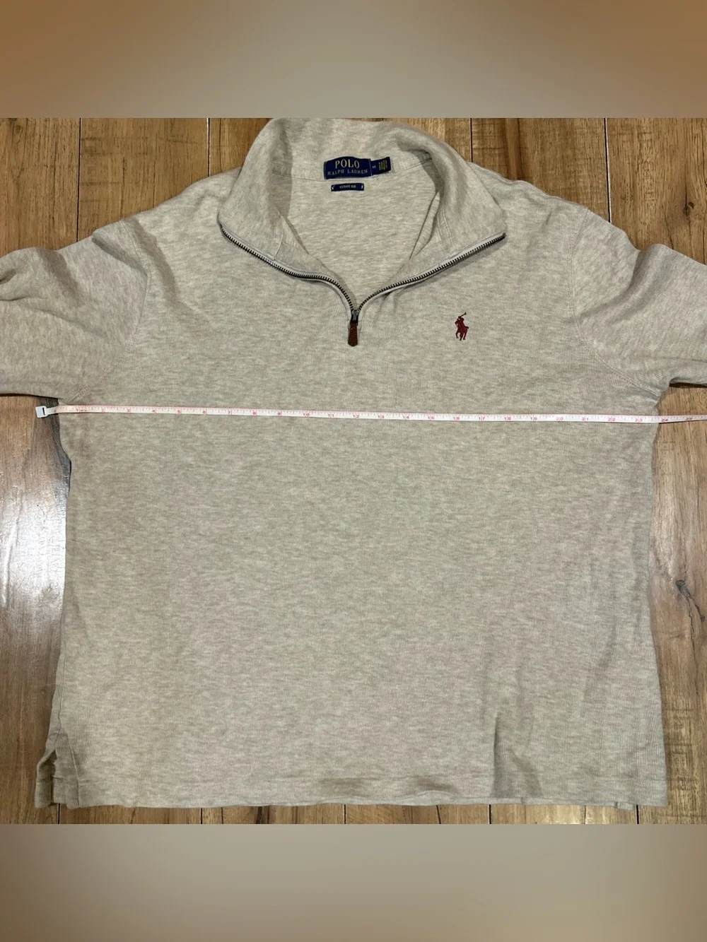 Polo Ralph Lauren Estate Rib Pullover Beige 1/4 Zip Pony Logo Mens Medium